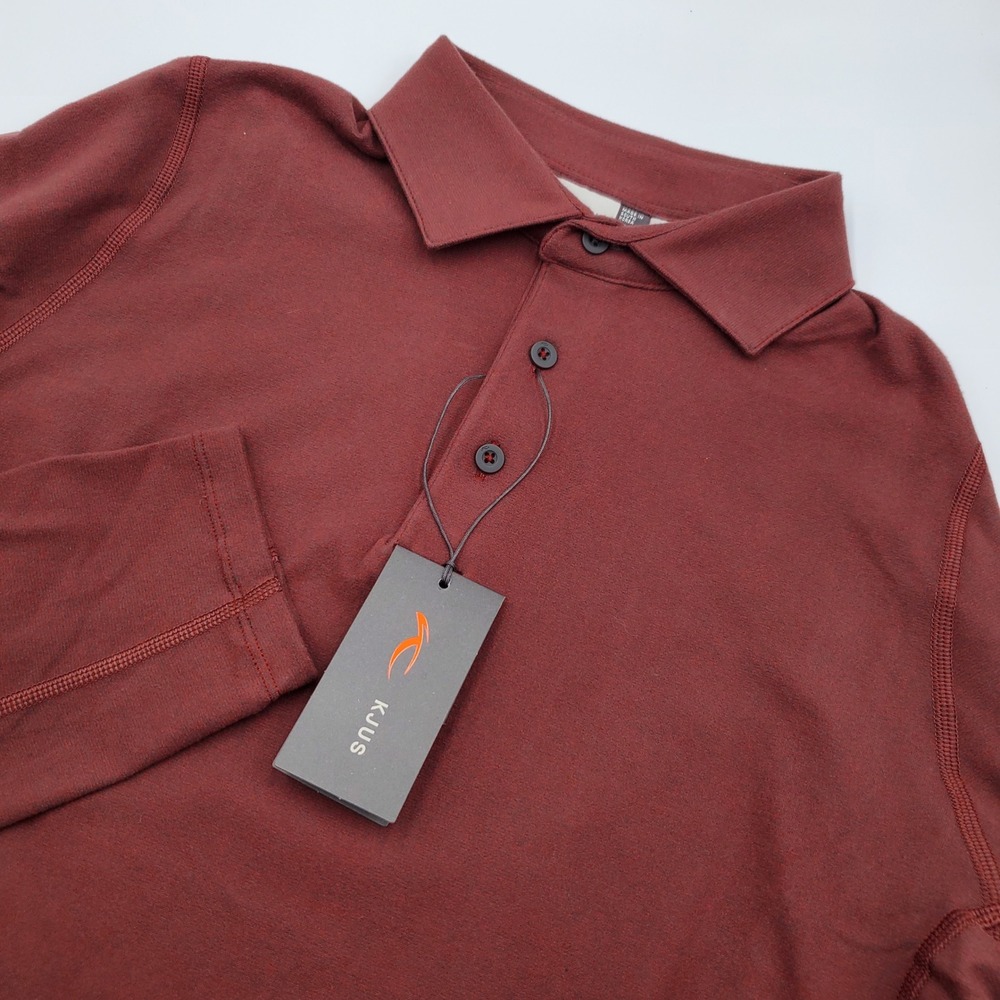 KJUS Men Scot Polo LS Burgundy MG60-K03 Comfort Fit Golf Shirt UPF 50+ Size 50 M